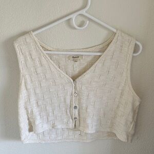 Madewell Cream Textured Crop Top
